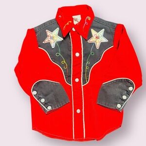 Vintage Red and Black Embroidered Western Shirt 2T